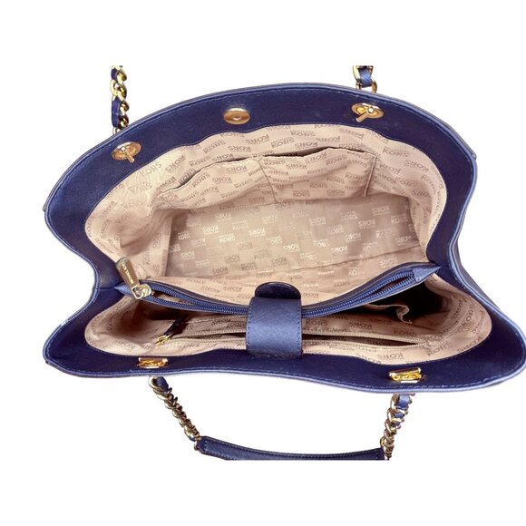 Michael Kors Jet Set Chain Shoulder Tote in Navy Saffiano Leather - Picture 9 of 9